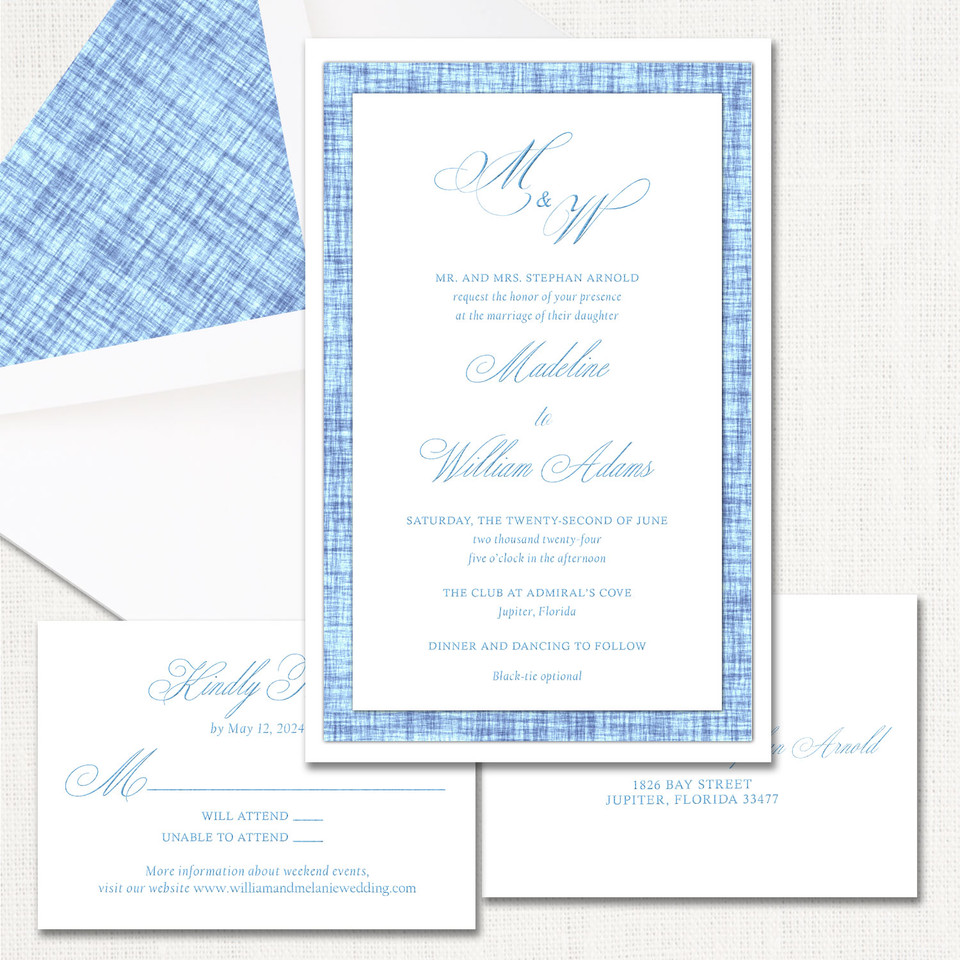 Madeline Blue Wedding Invitations Three Layered Stationery Store & Wedding Invitations by Leslie Store