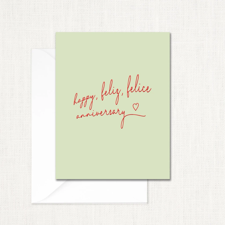 Happy, Feliz, Felice Anniversary Greeting Card All Cards Leslie Store