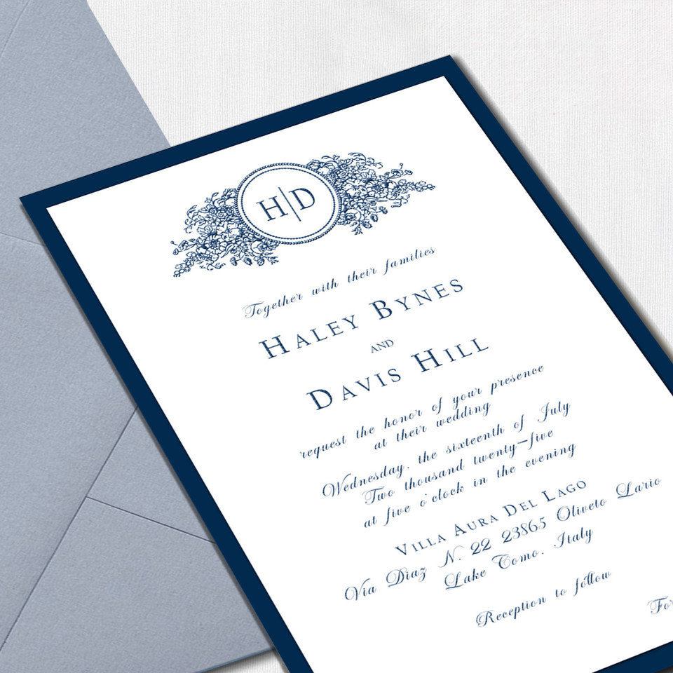 Haley Navy Wedding Invitations Two Layered Leslie Store