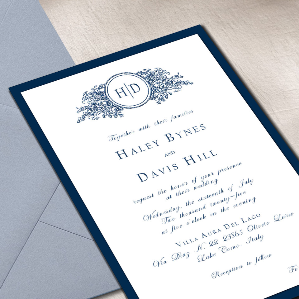 Haley Navy Wedding Invitations Two Layered Leslie Store