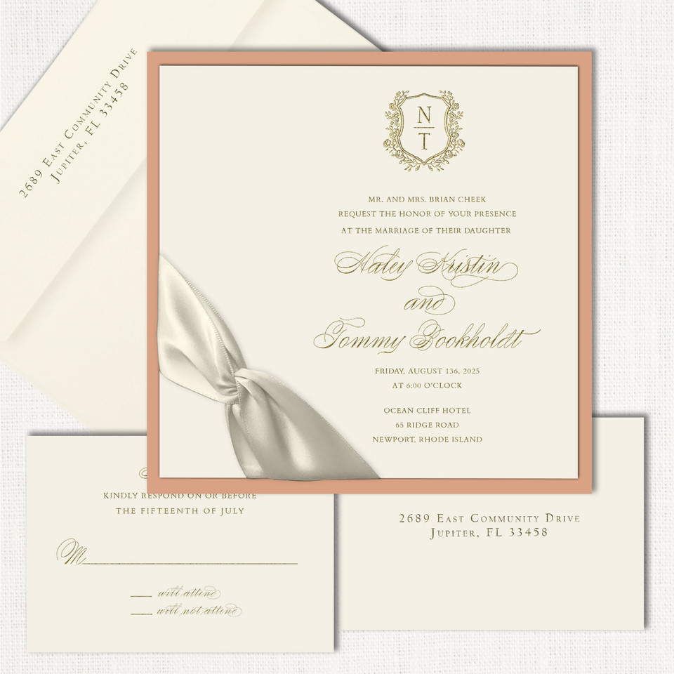 Kristin Square Ribbon Wedding Invitations Two Layered Leslie Store