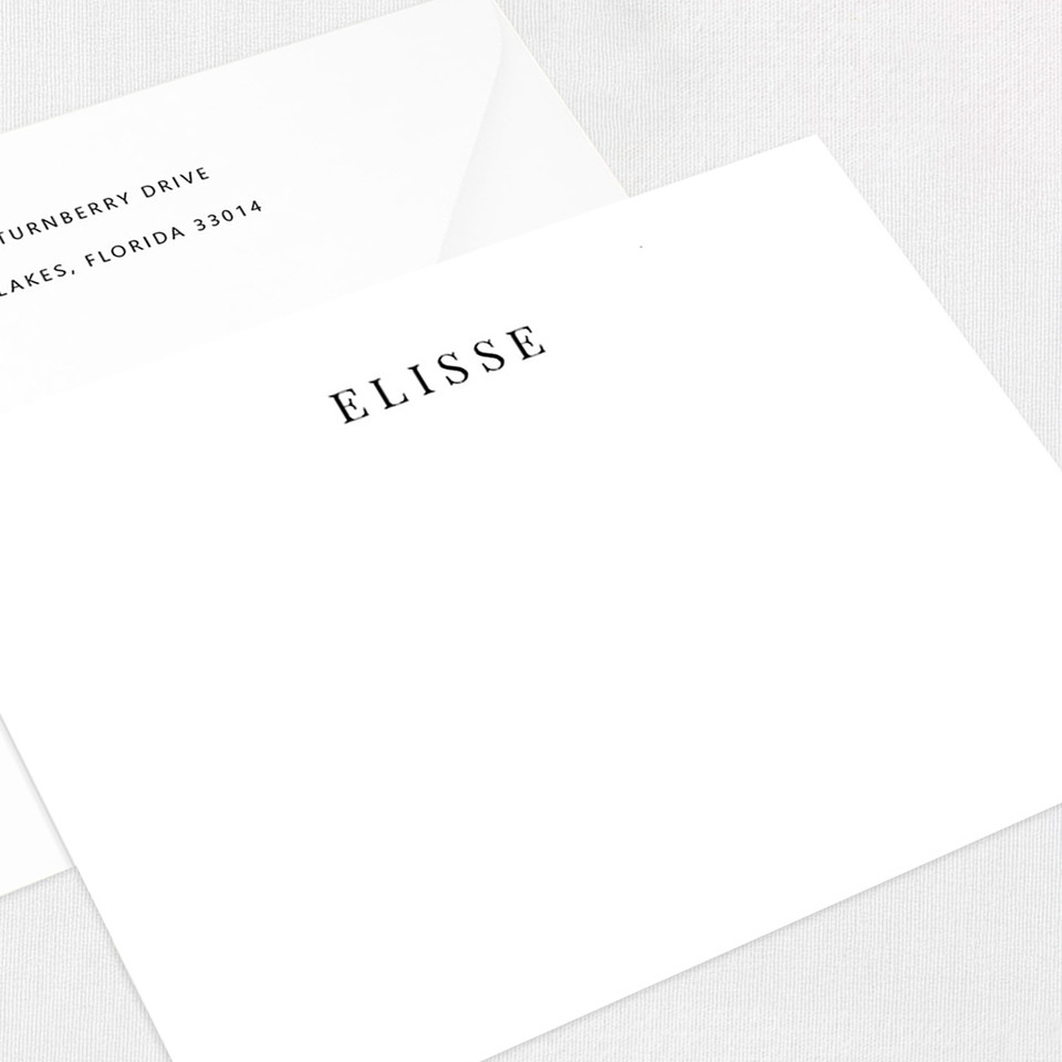 Elisse Flat Notecard Custom Stationery Leslie Stationery Store
