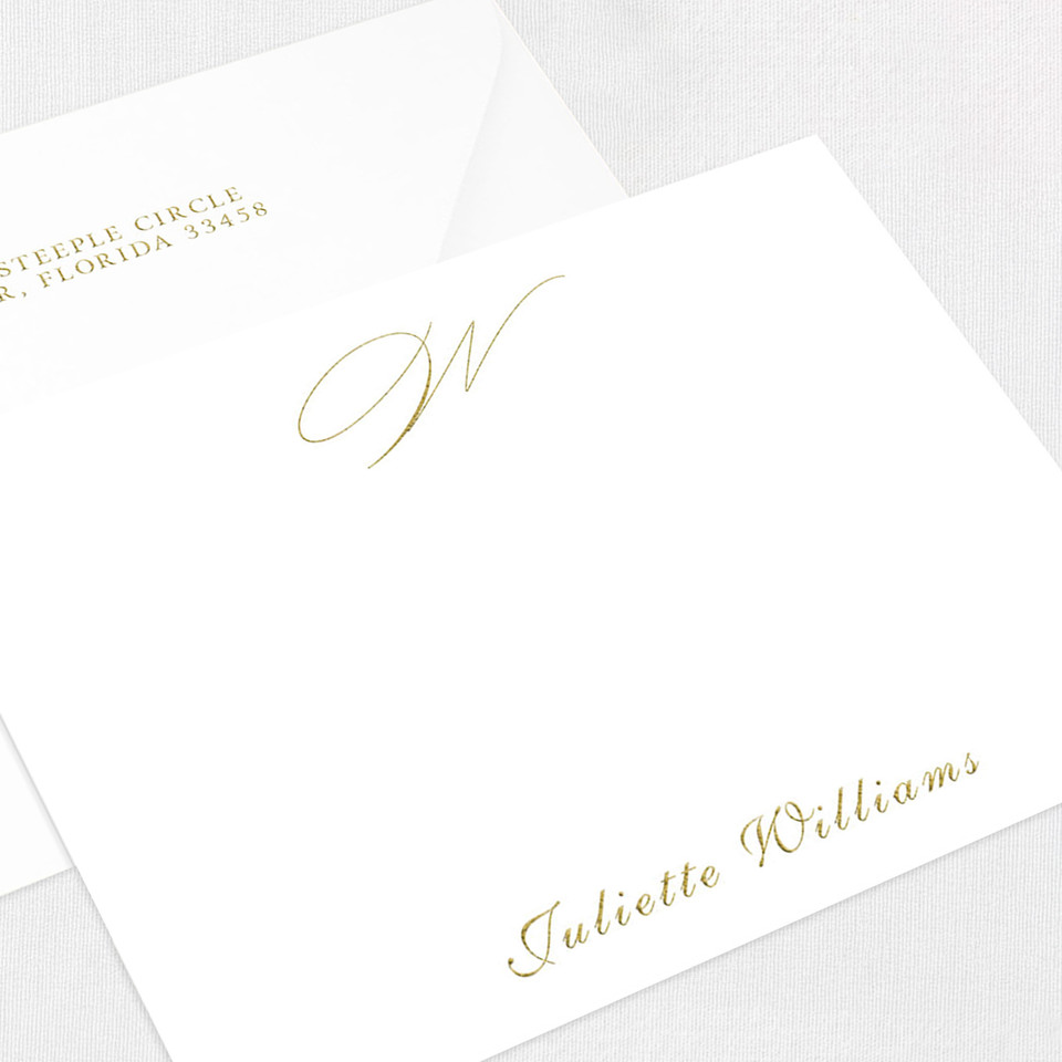 Juliette Flat Notecard Custom Stationery Leslie Stationery Store
