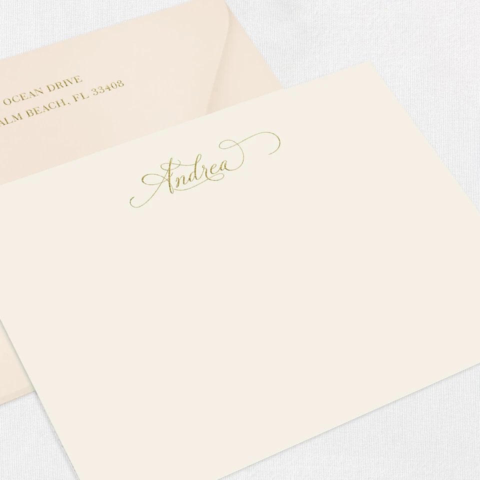 Andrea Flat Notecard Custom Stationery Leslie Stationery Store