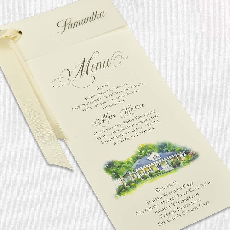 Wedding Menu with Guest Name Wedding Menu Leslie Stationery Store