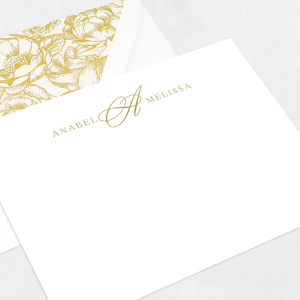 Anabel Flat Notecard Custom Stationery Leslie Stationery Store