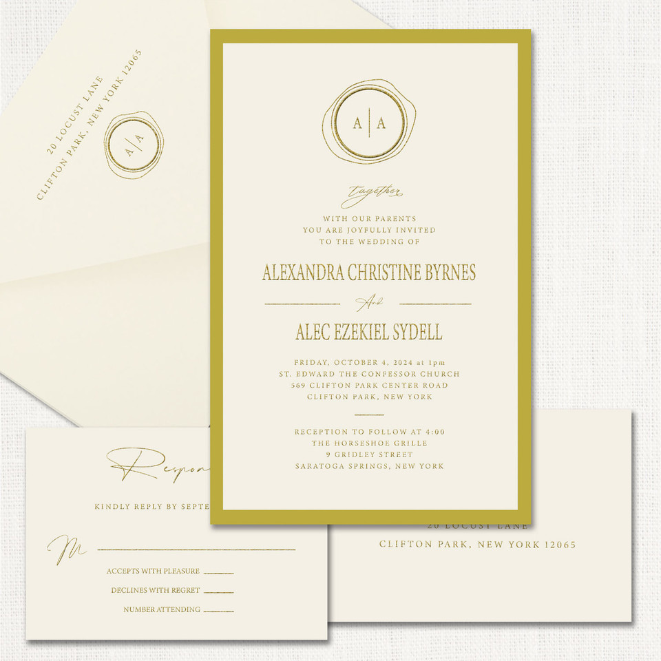 Alexandra Chartreuse Wedding Invitations Two Layered Leslie Stationery Store