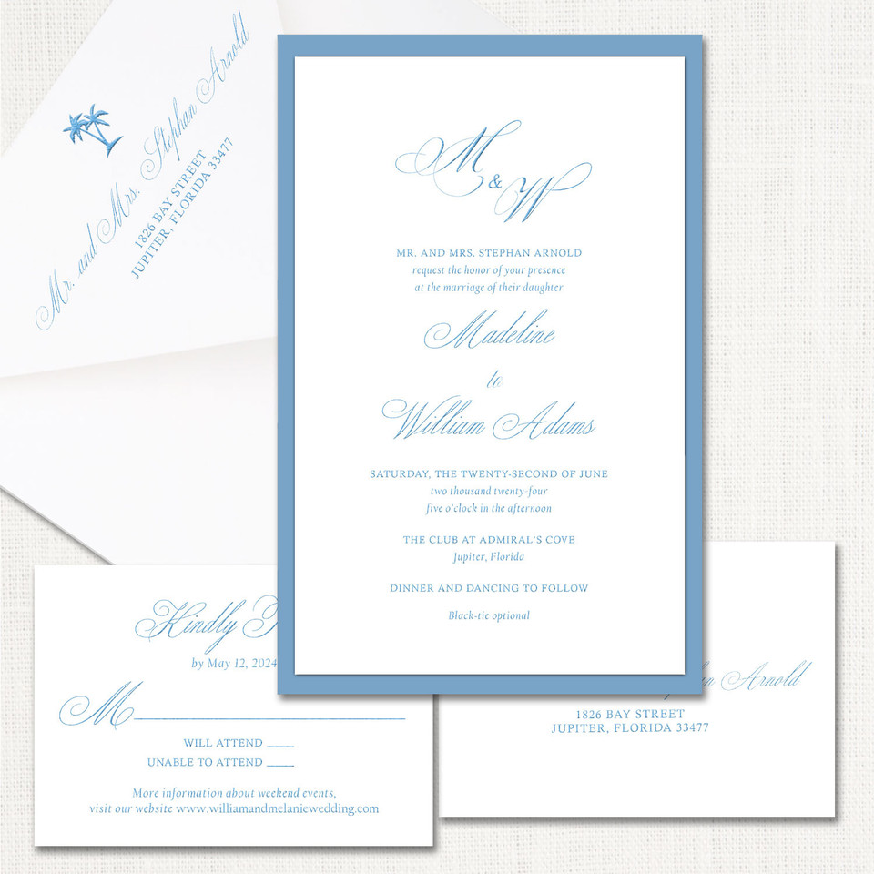 Madeline New Blue Wedding Invitations Two Layered Leslie Stationery Store