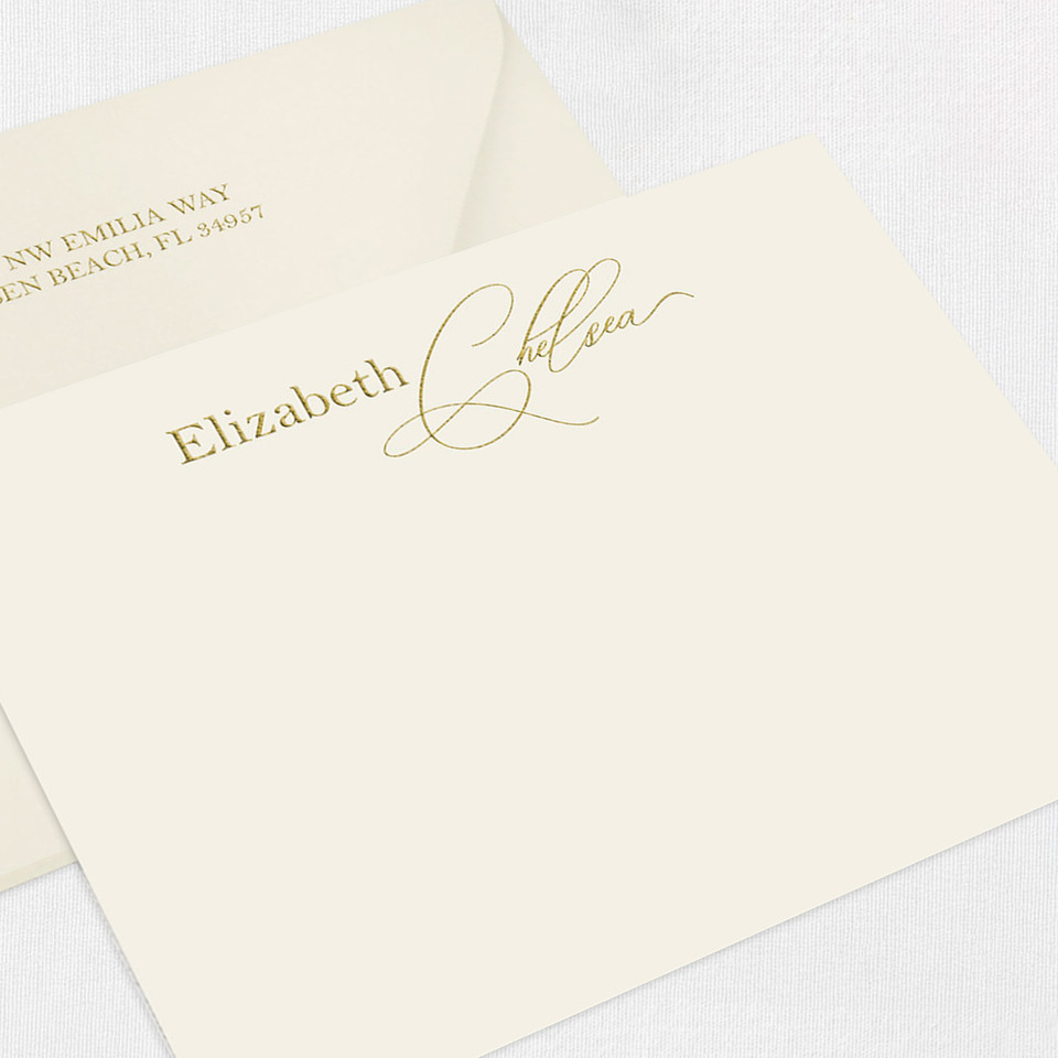 Elizabeth Flat Notecard Custom Stationery Leslie Stationery Store