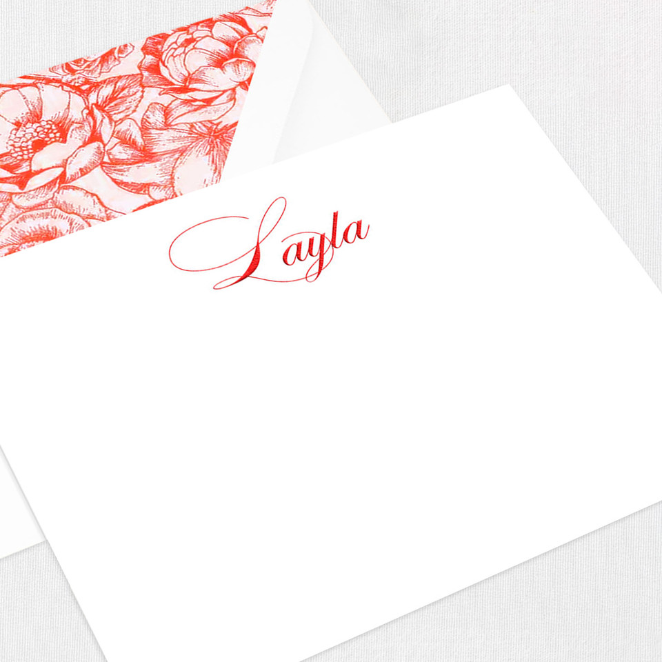 Layla Flat Notecard Custom Stationery Leslie Stationery Store