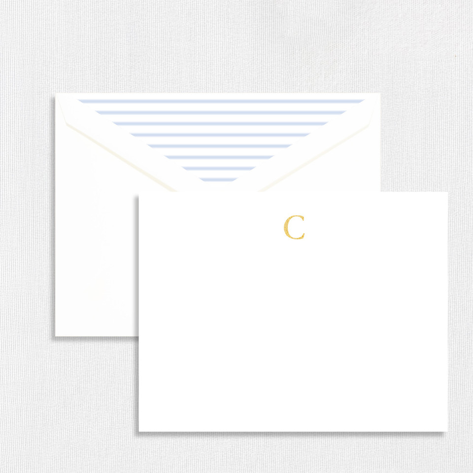 Blue Stripe Monogram Note Set Boxed Note Sets Leslie Stationery Store