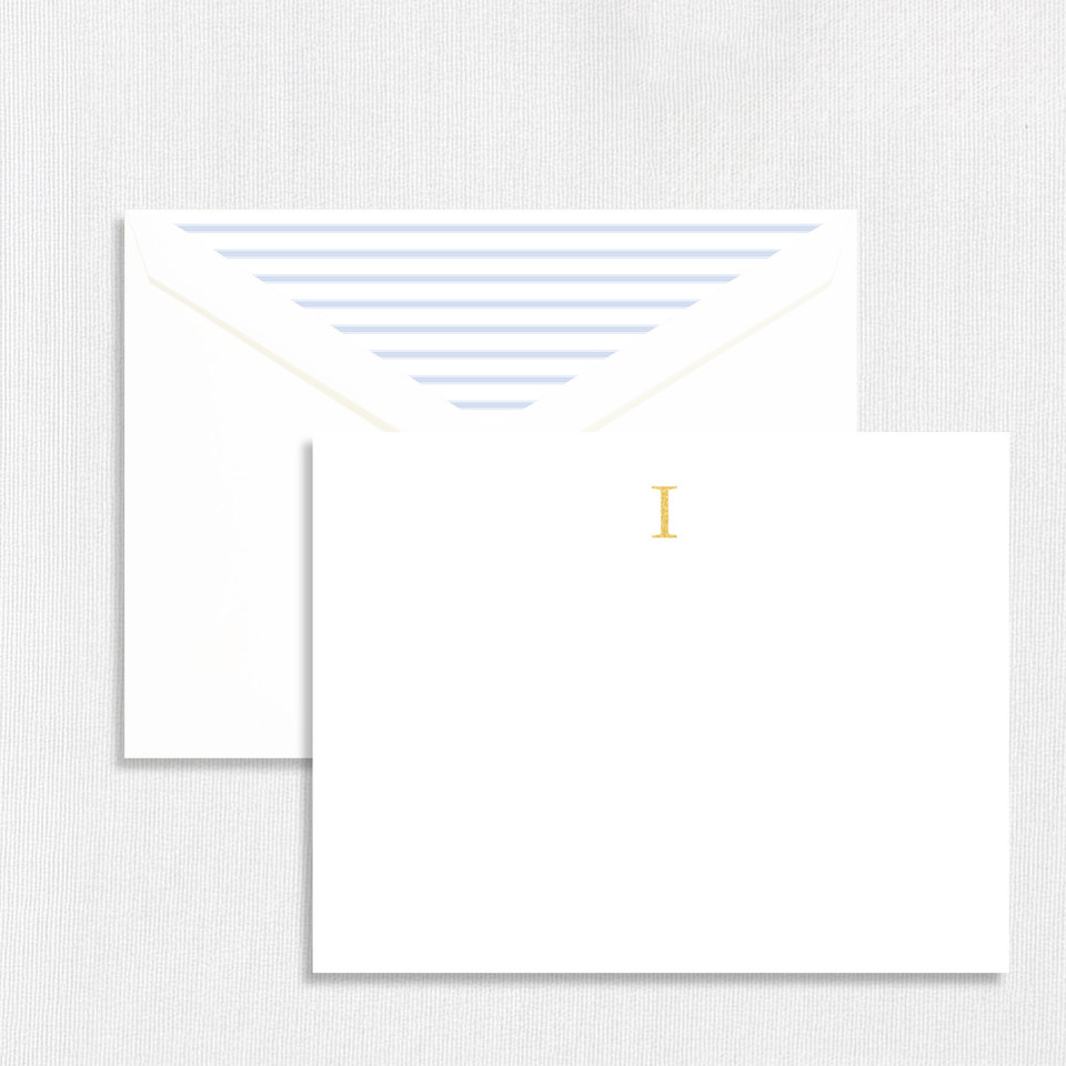 Blue Stripe Monogram Note Set Boxed Note Sets Leslie Stationery Store
