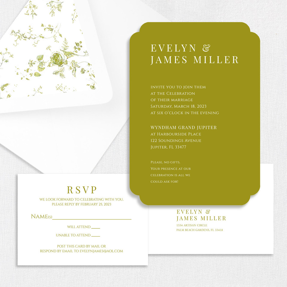Evelyn Double Wedding Invitations One Layered Leslie Stationery Store