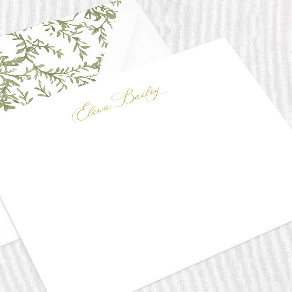 Elena Flat Notecard Custom Stationery Leslie Stationery Store