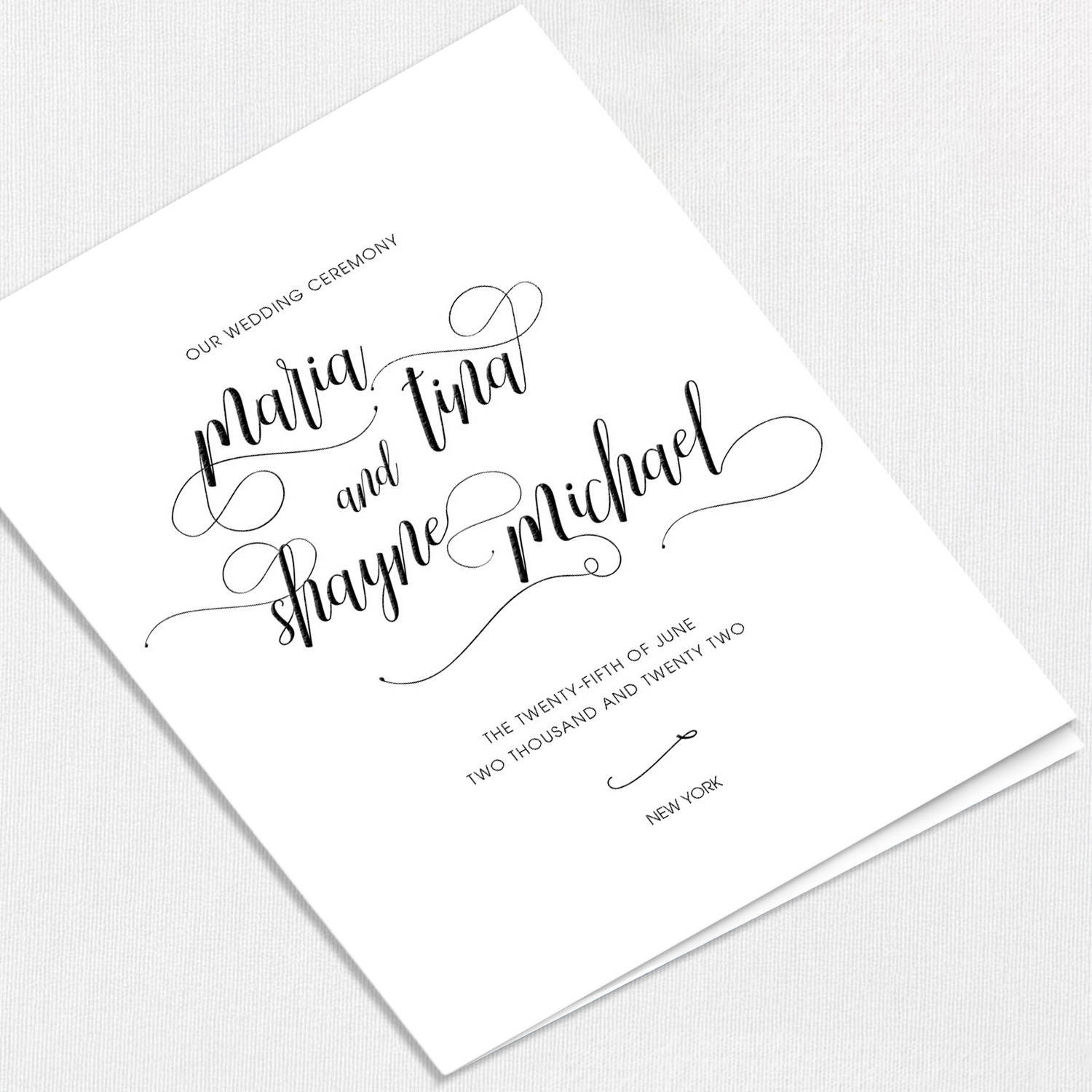 Maria Calligraphy Wedding Programs