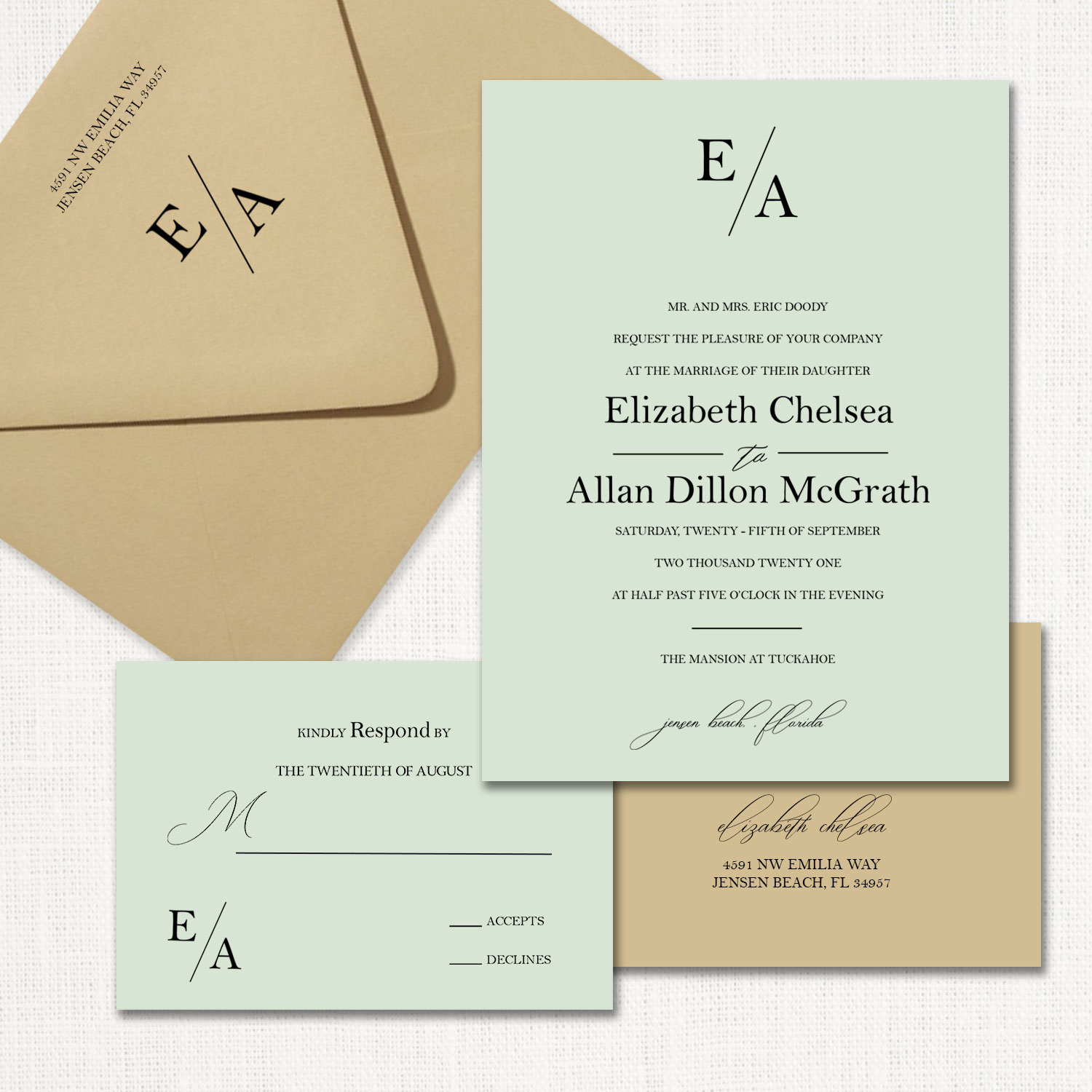 Pretty Elegant Wedding Invitations