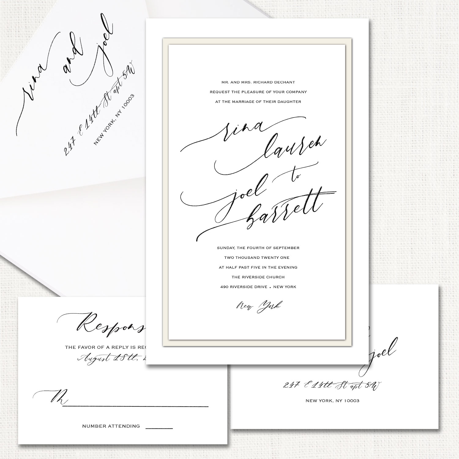 Rina White Wedding Invitations