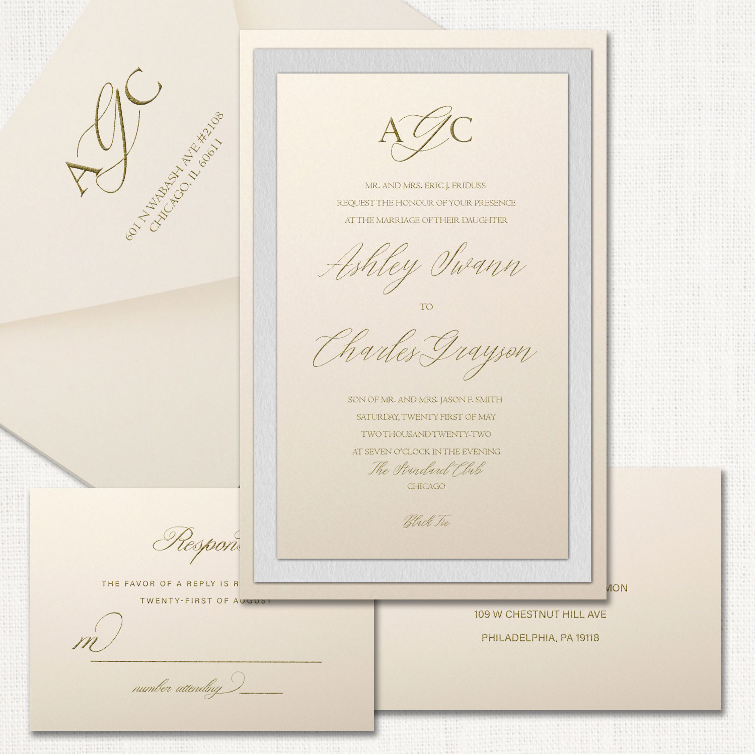 Ashley Ecru Wedding Invitations