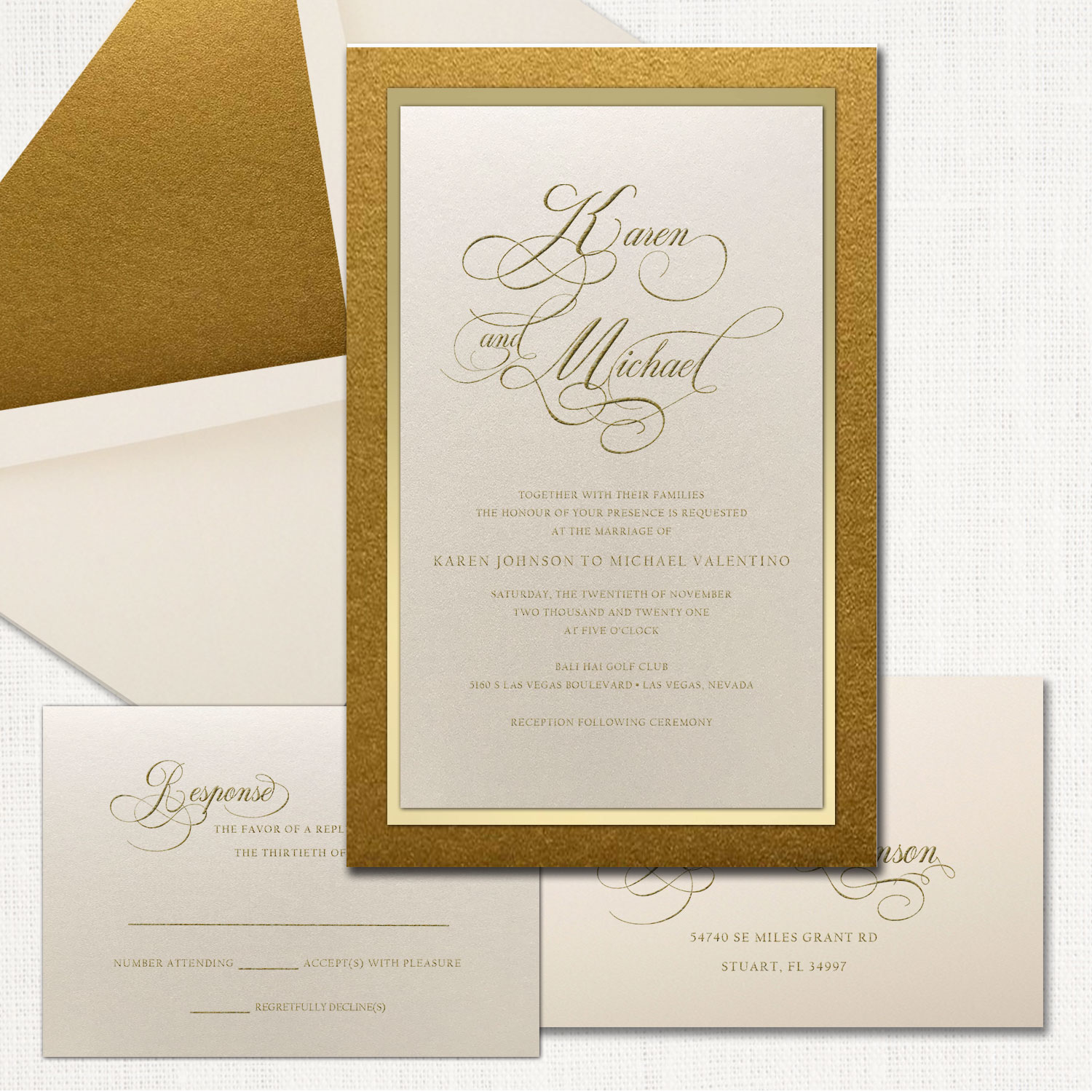 Karen Gold Wedding Invitations