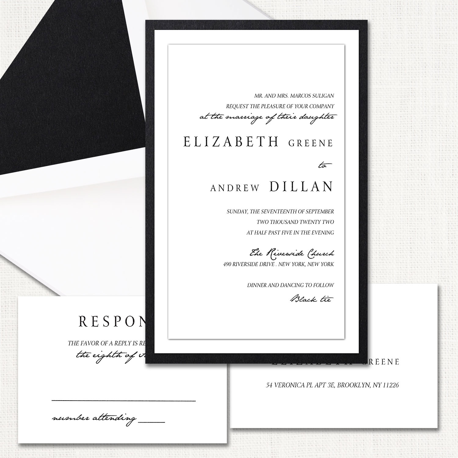 Elizabeth Black Wedding Invitations