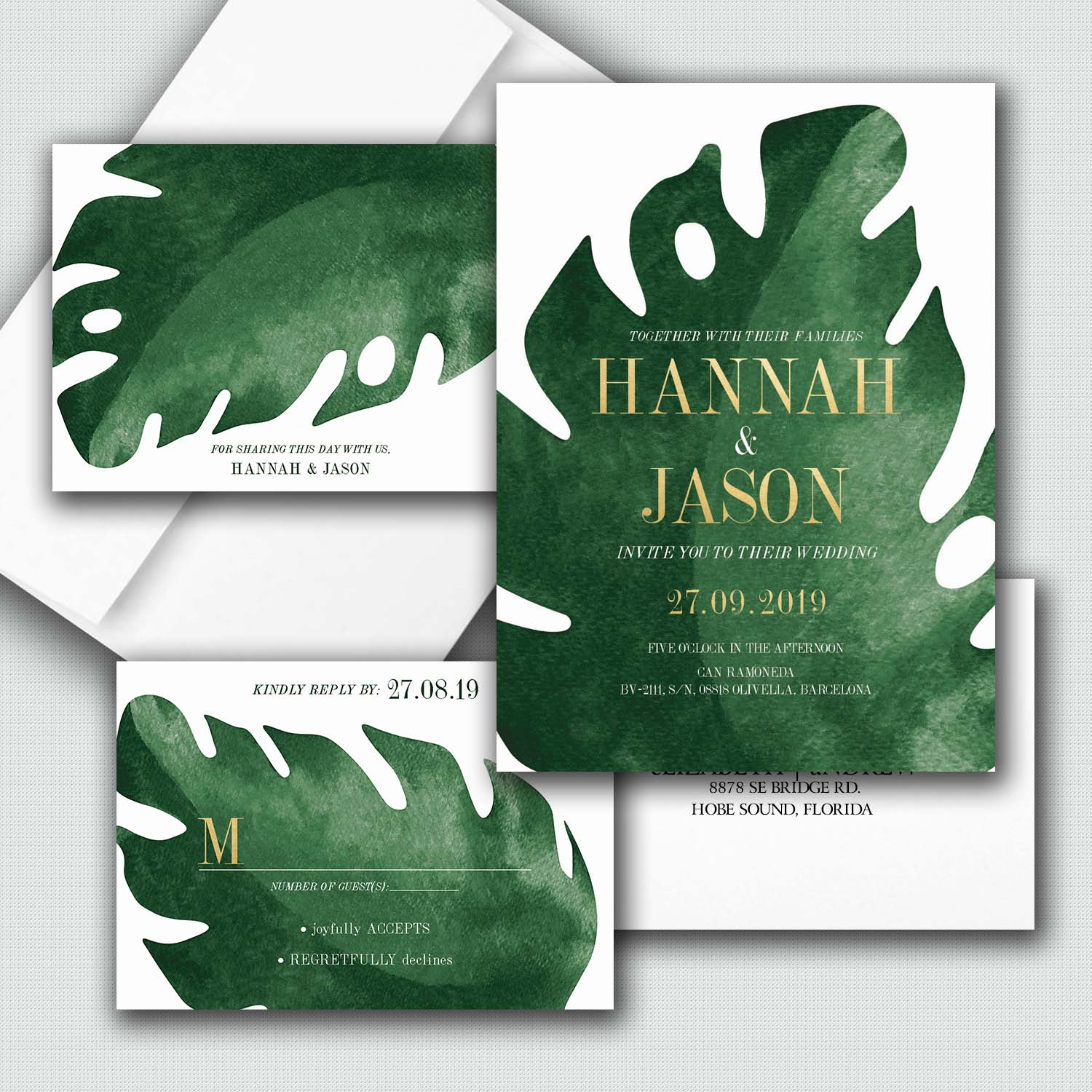 Elegant Tropical Wedding Invitations