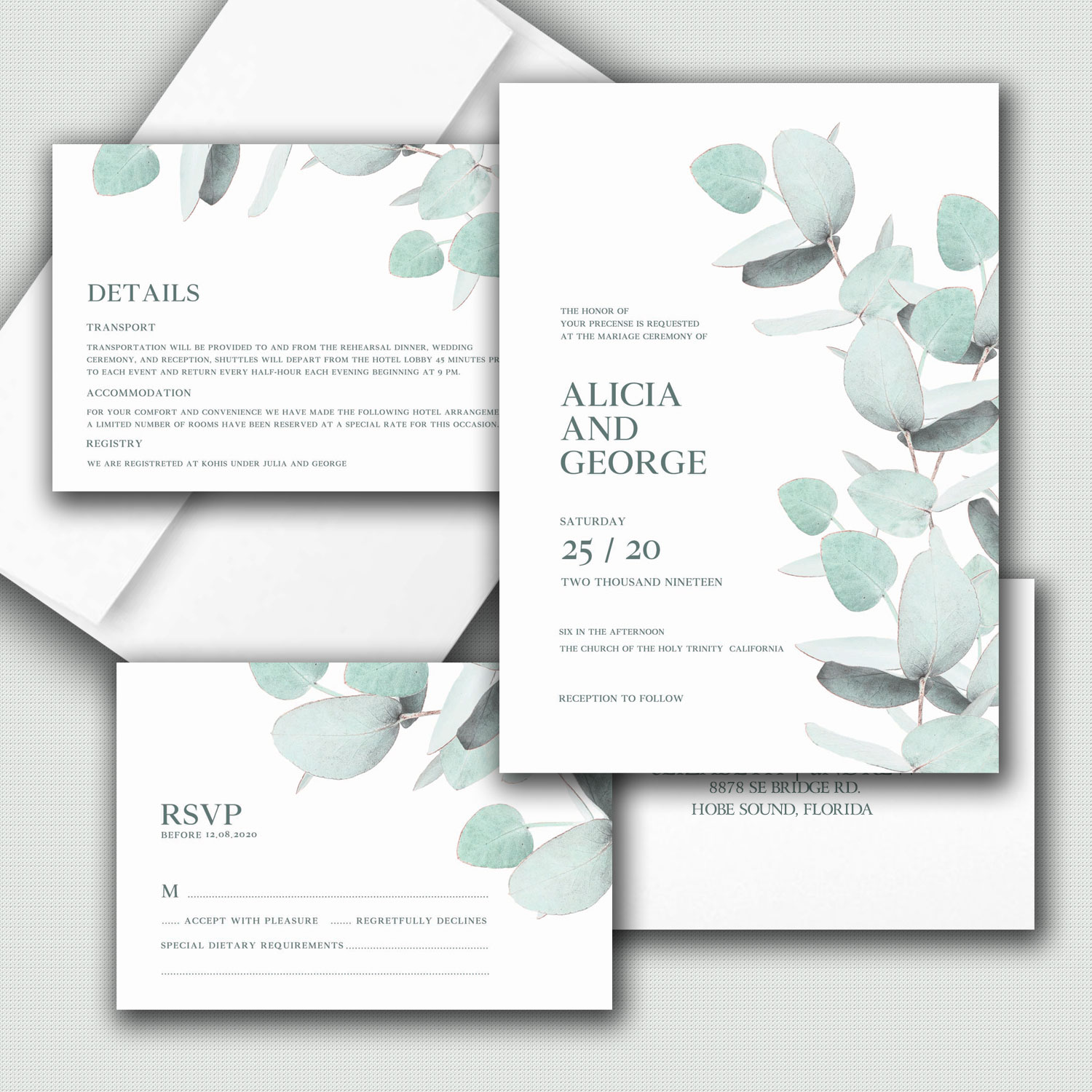 Eucalyptus Wedding Invitations