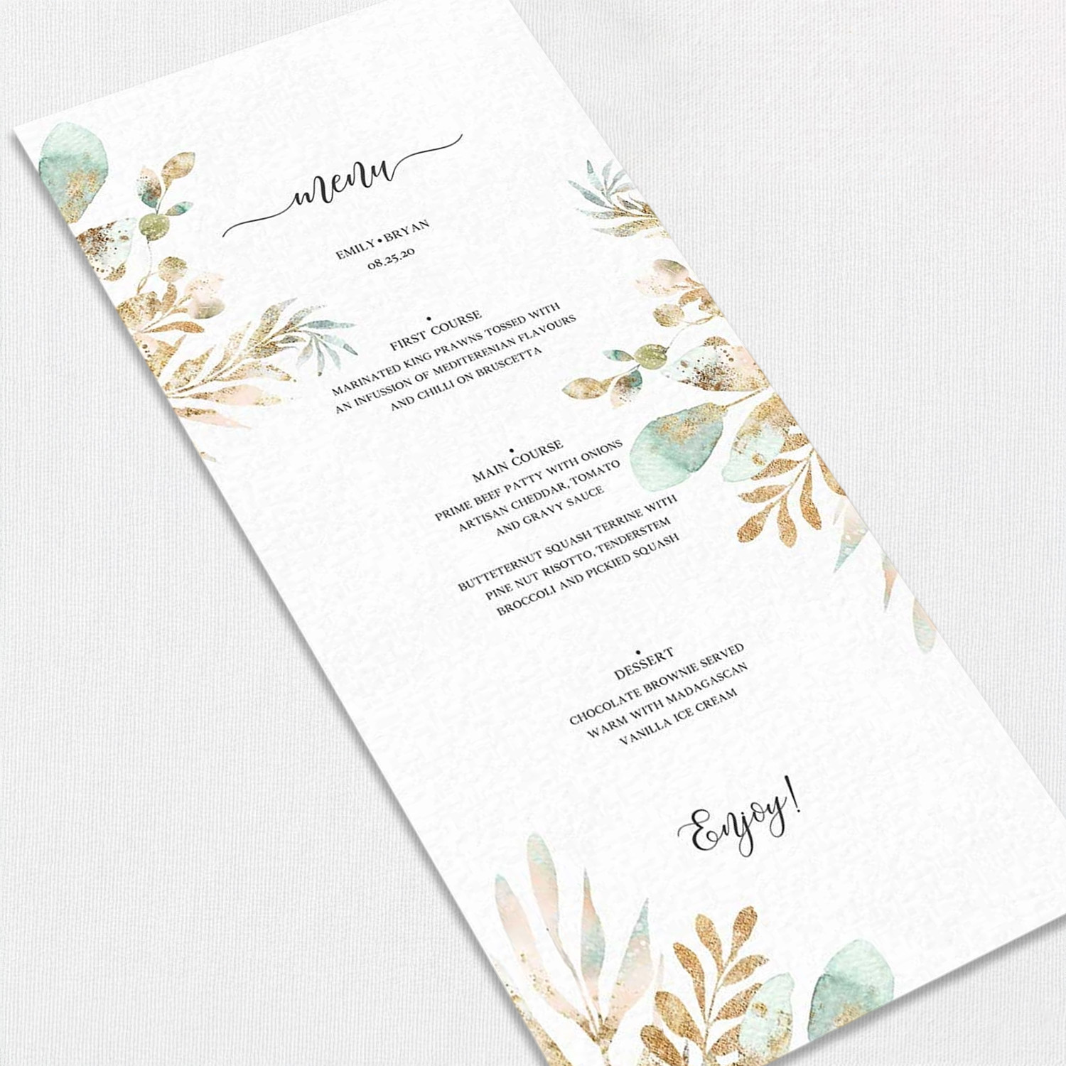 Delicate Calligraphy Wedding Menu