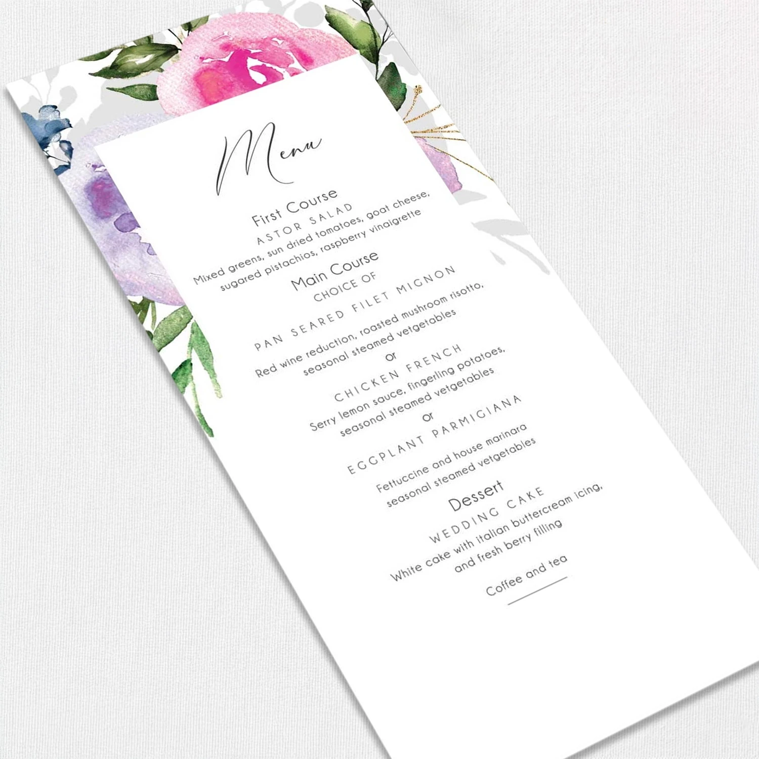 Darling Elizabeth Wedding Menu