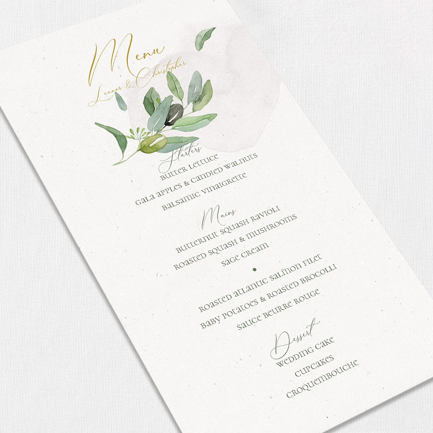 Leanor Wedding Menu
