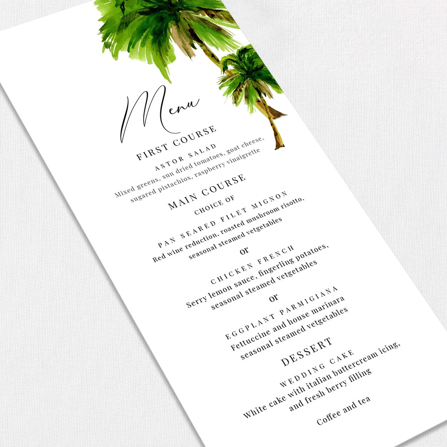 Francis Wedding Menu