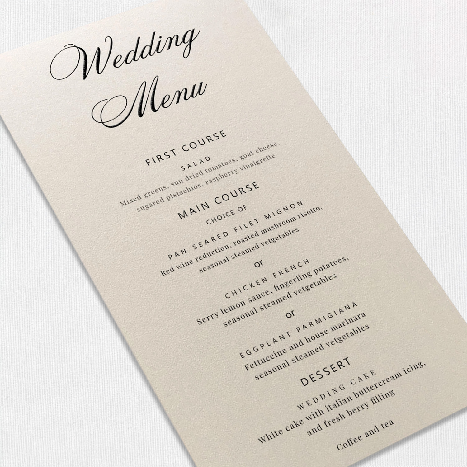 Nicole Wedding Menu