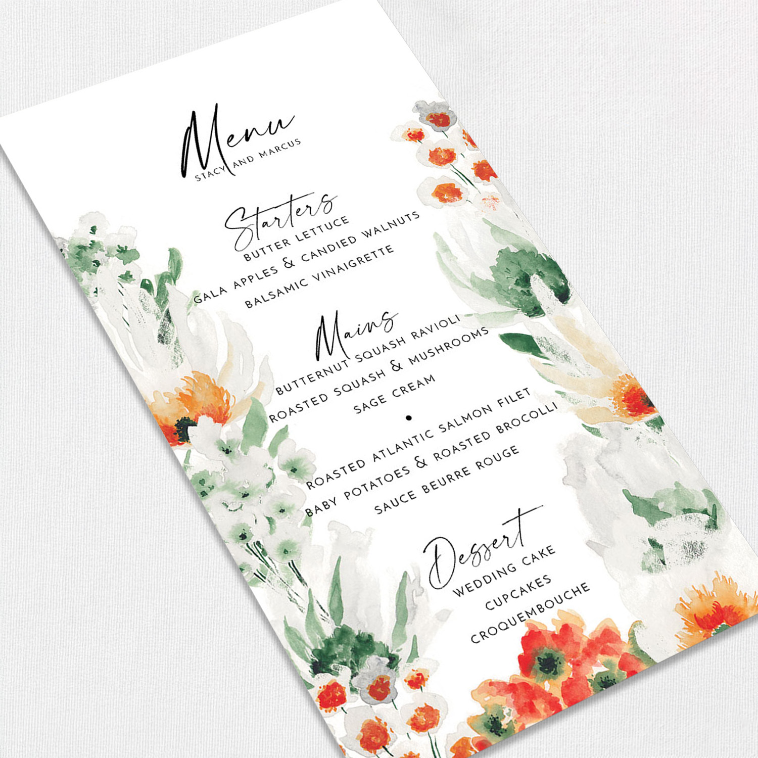 Stacy Wedding Menu