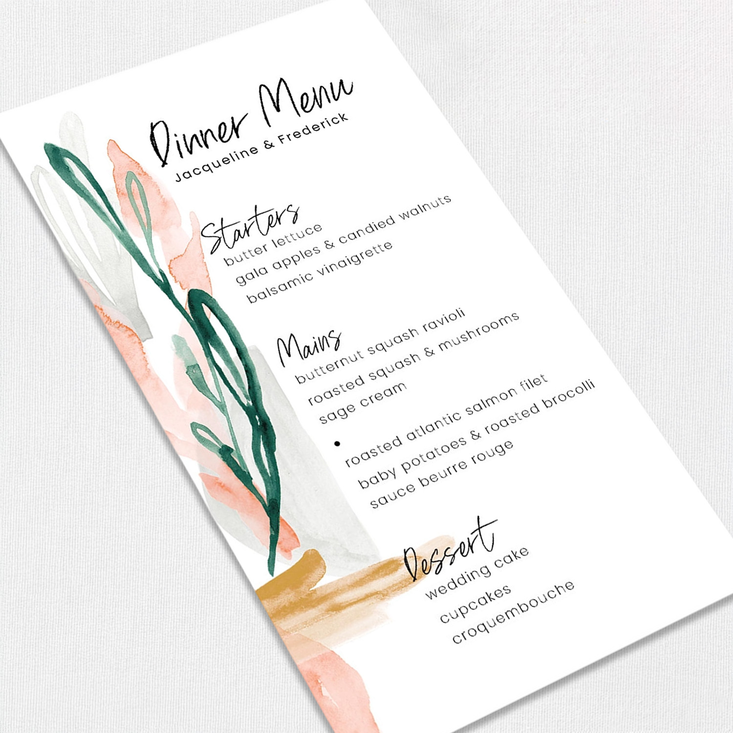 Jaqueline Wedding Menu