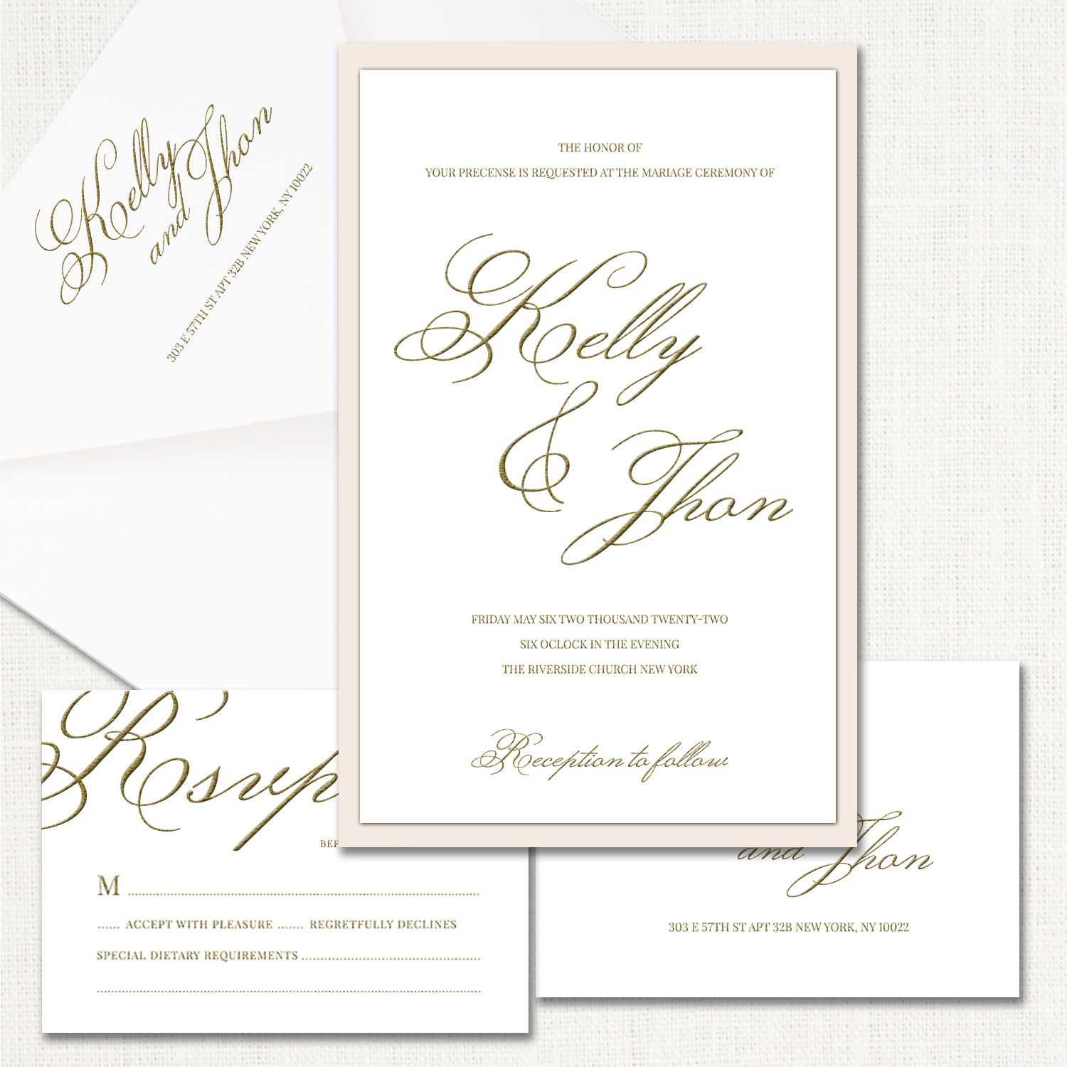 Kelly Blush Pink Wedding Invitations