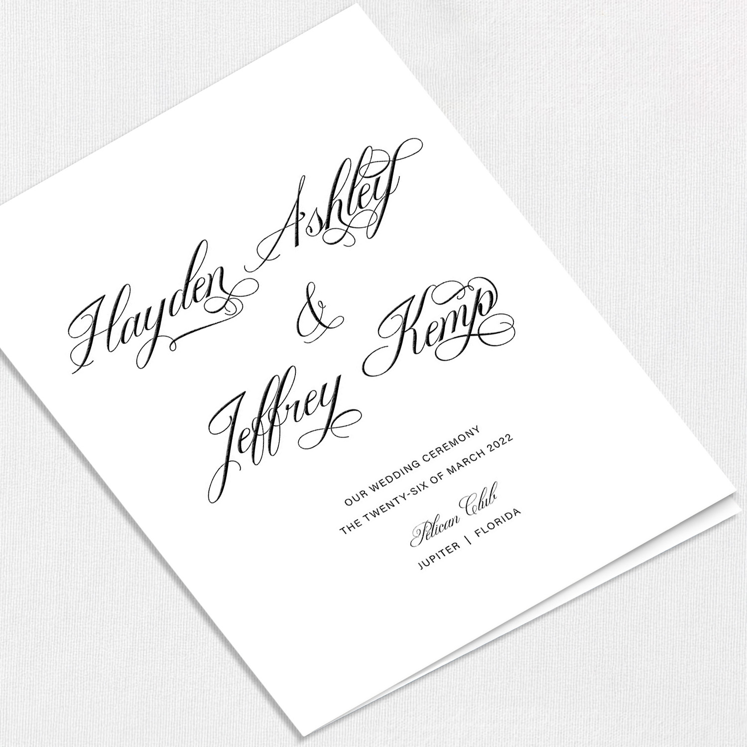 Hayden Wedding Programs