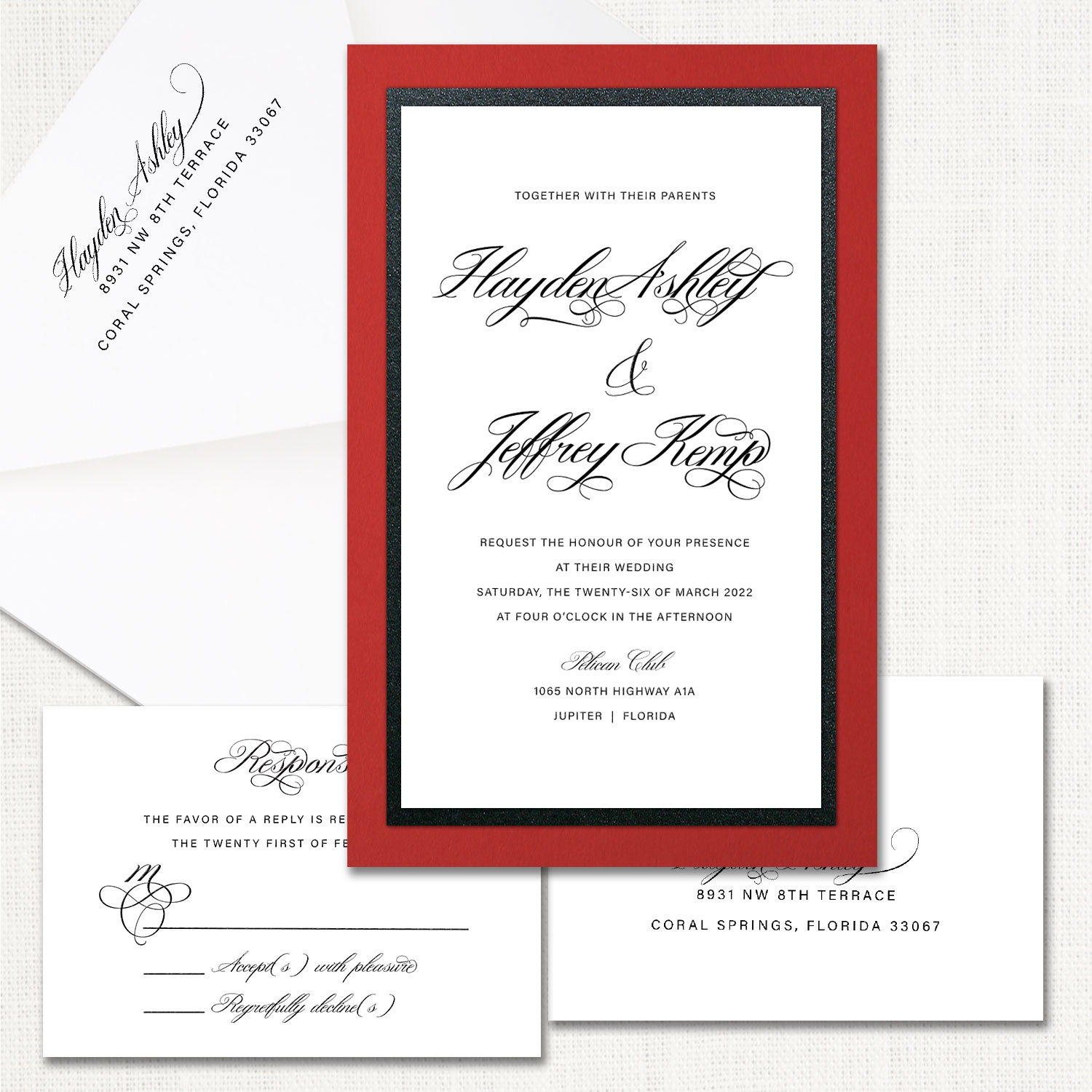 Hayden Black Wedding Invitations