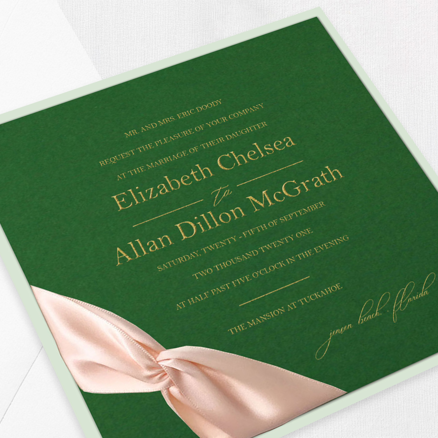 Chelsea Square Ribbon Wedding Invitations
