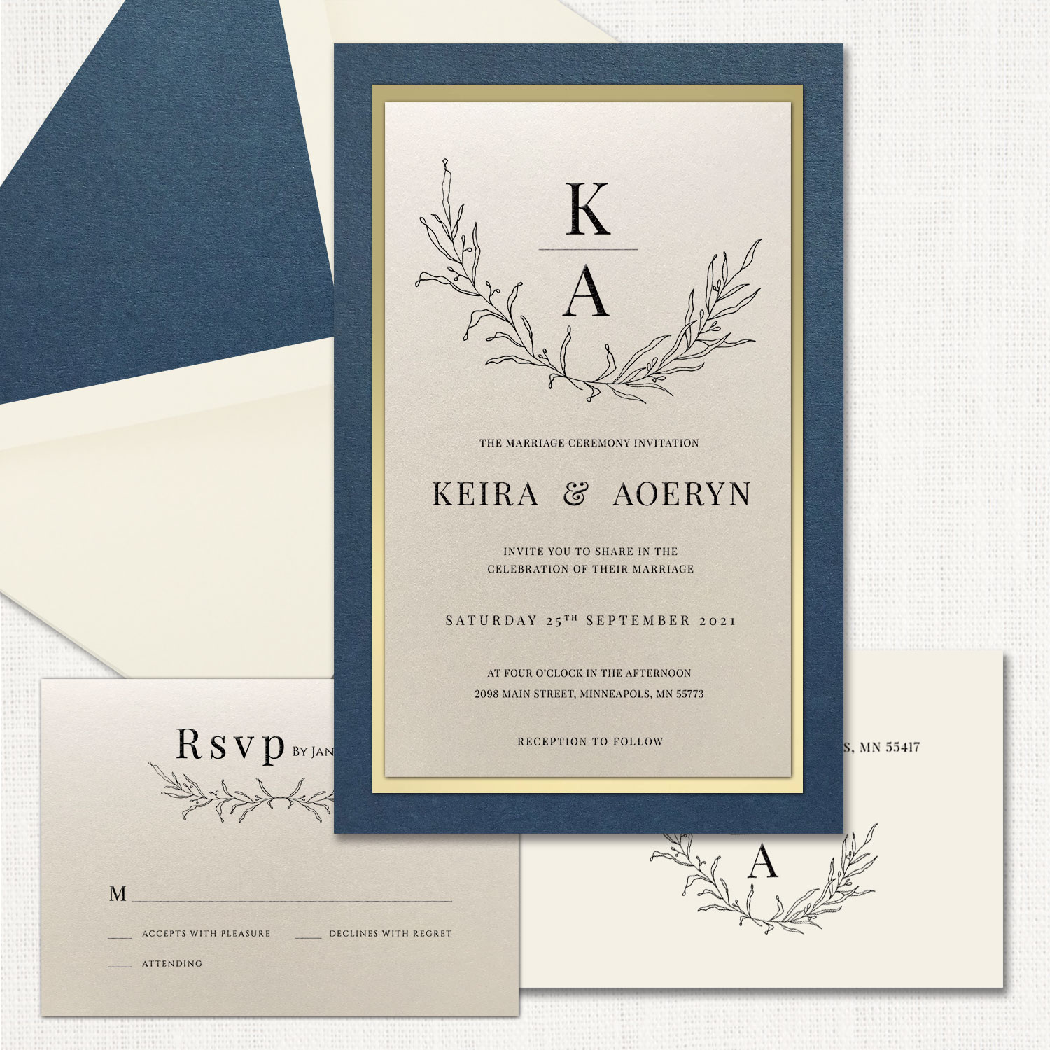 Keira Ecru Shimmer Wedding Invitations