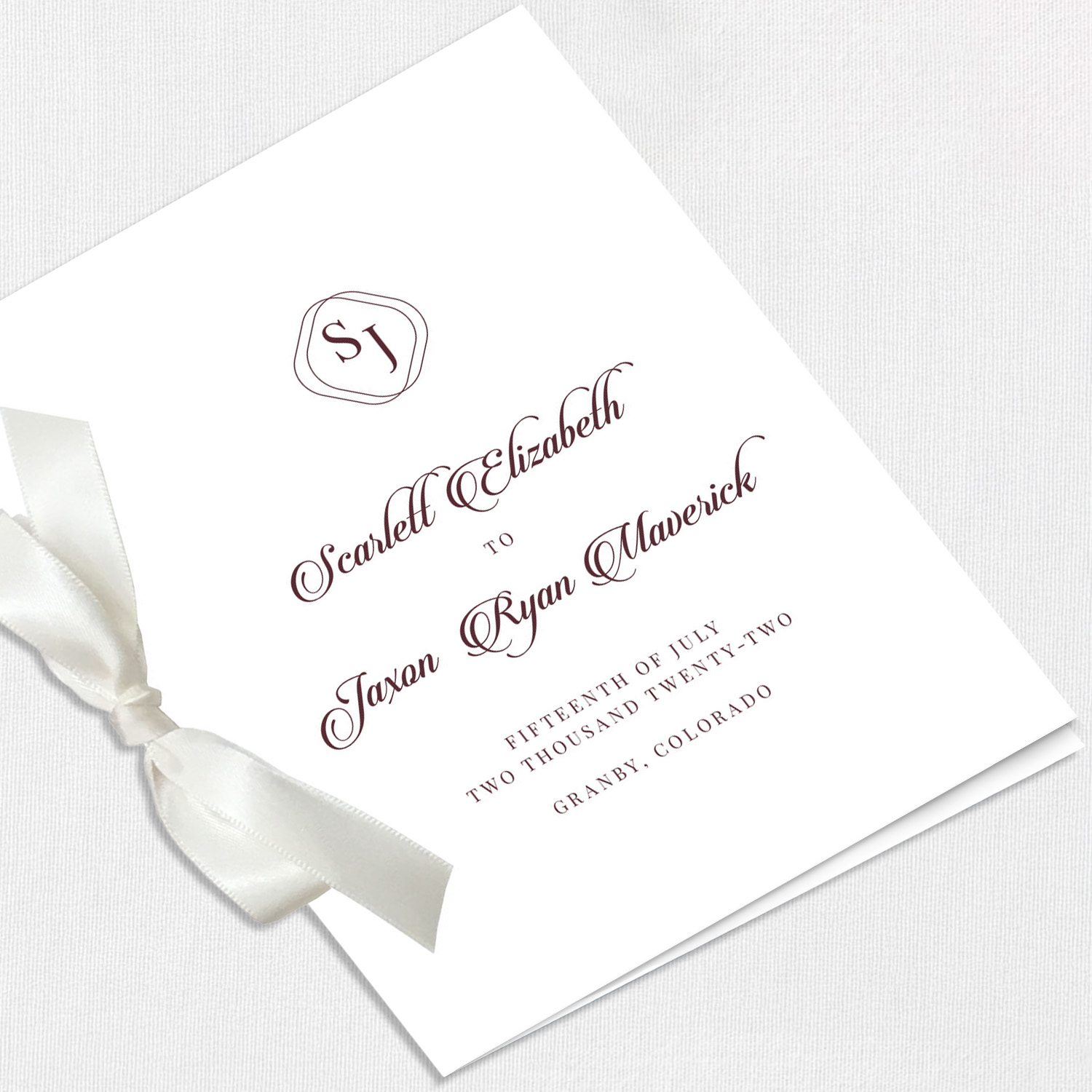 Scarlett Ribbon Wedding Programs