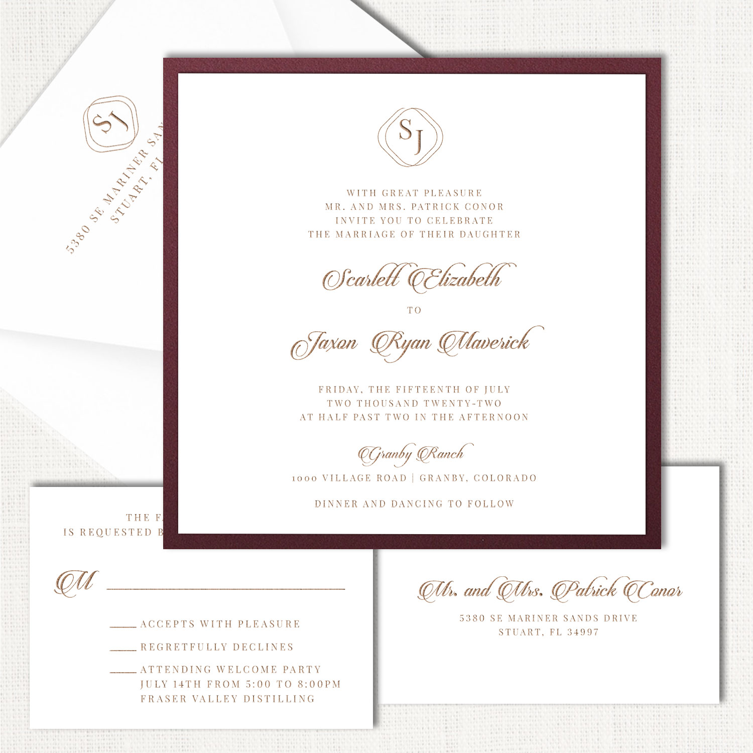 Scarlett Square Wedding Invitations