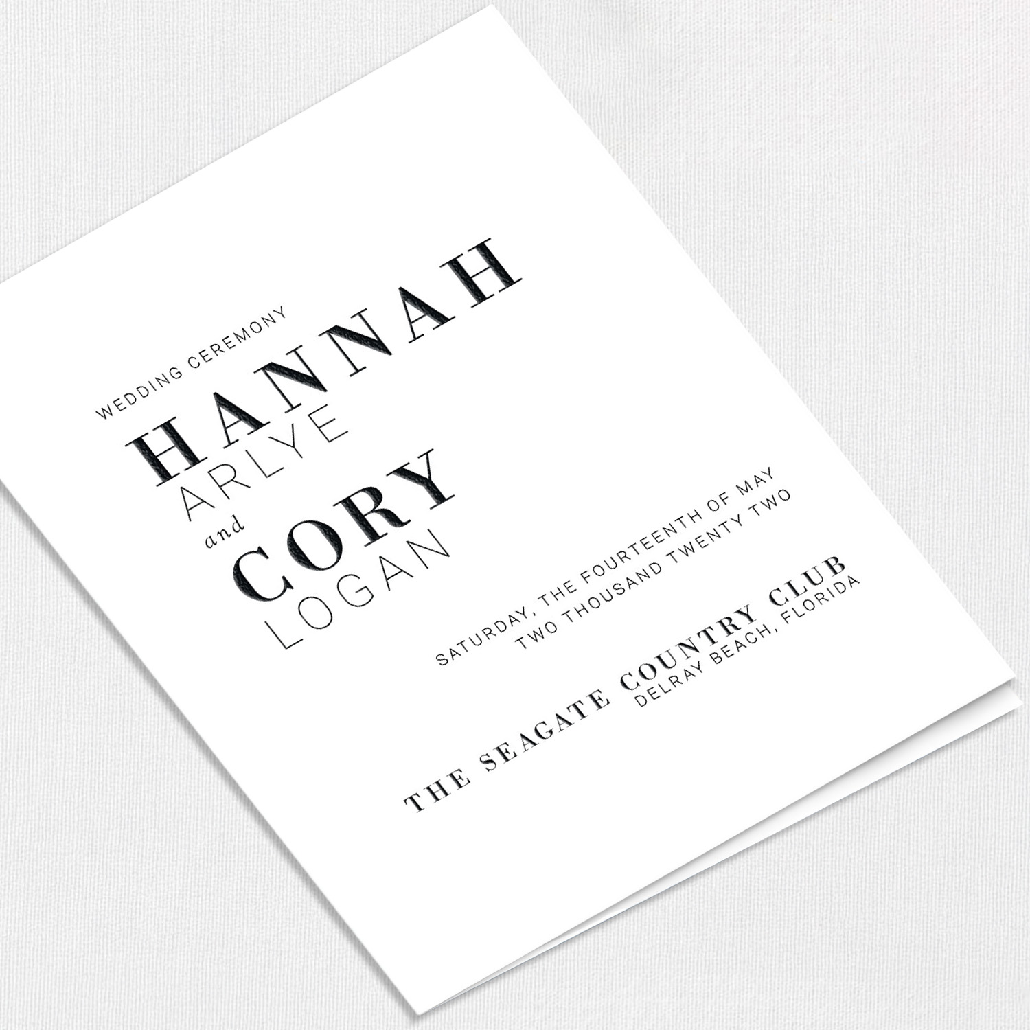 Hannah Wedding Programs