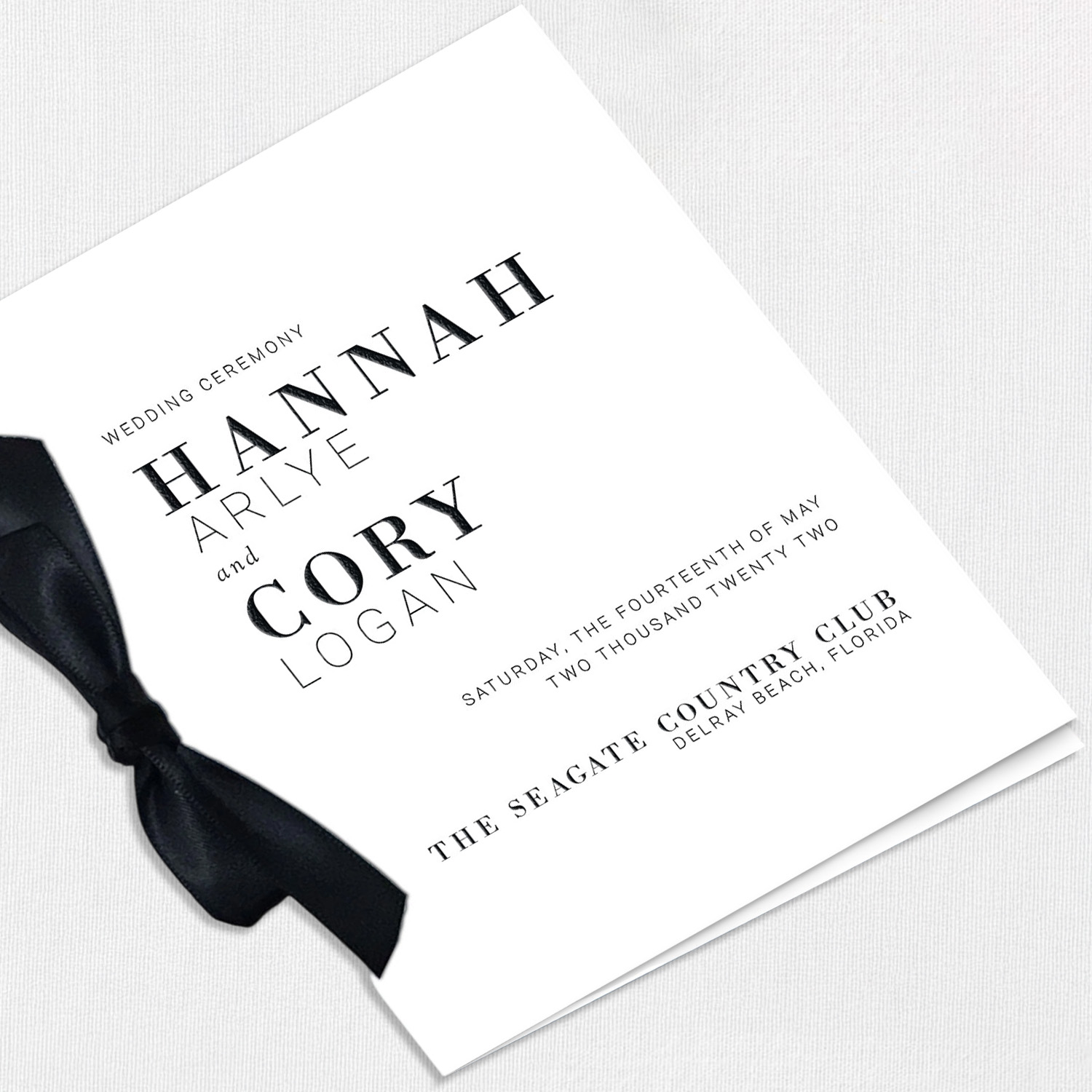 Hannah Ribbon Wedding Programs