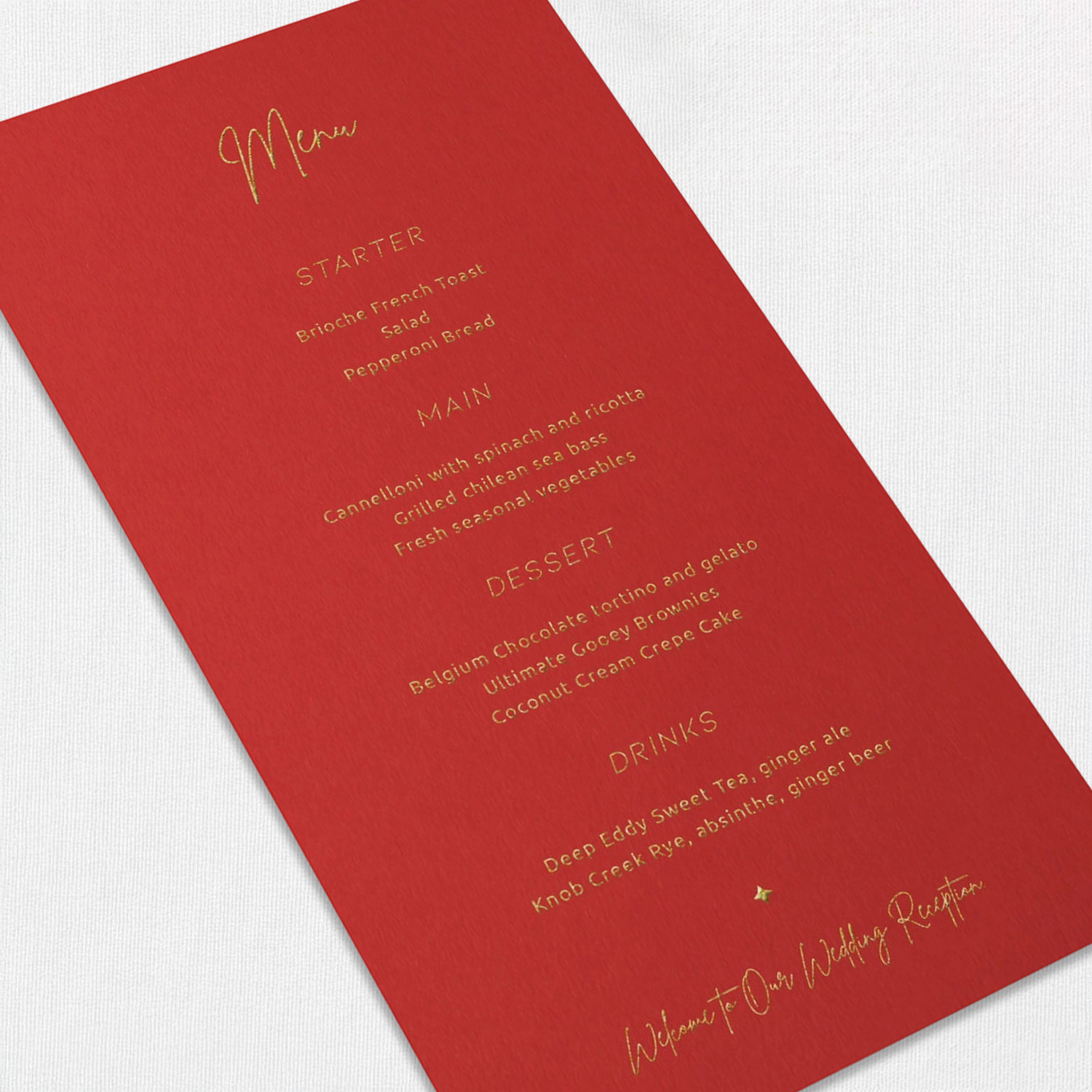 Viera Wedding Menu