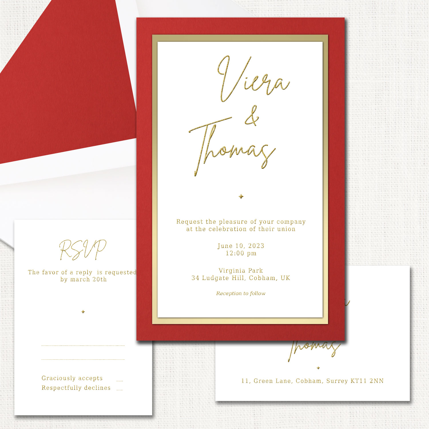 Viera Red Wedding Invitations