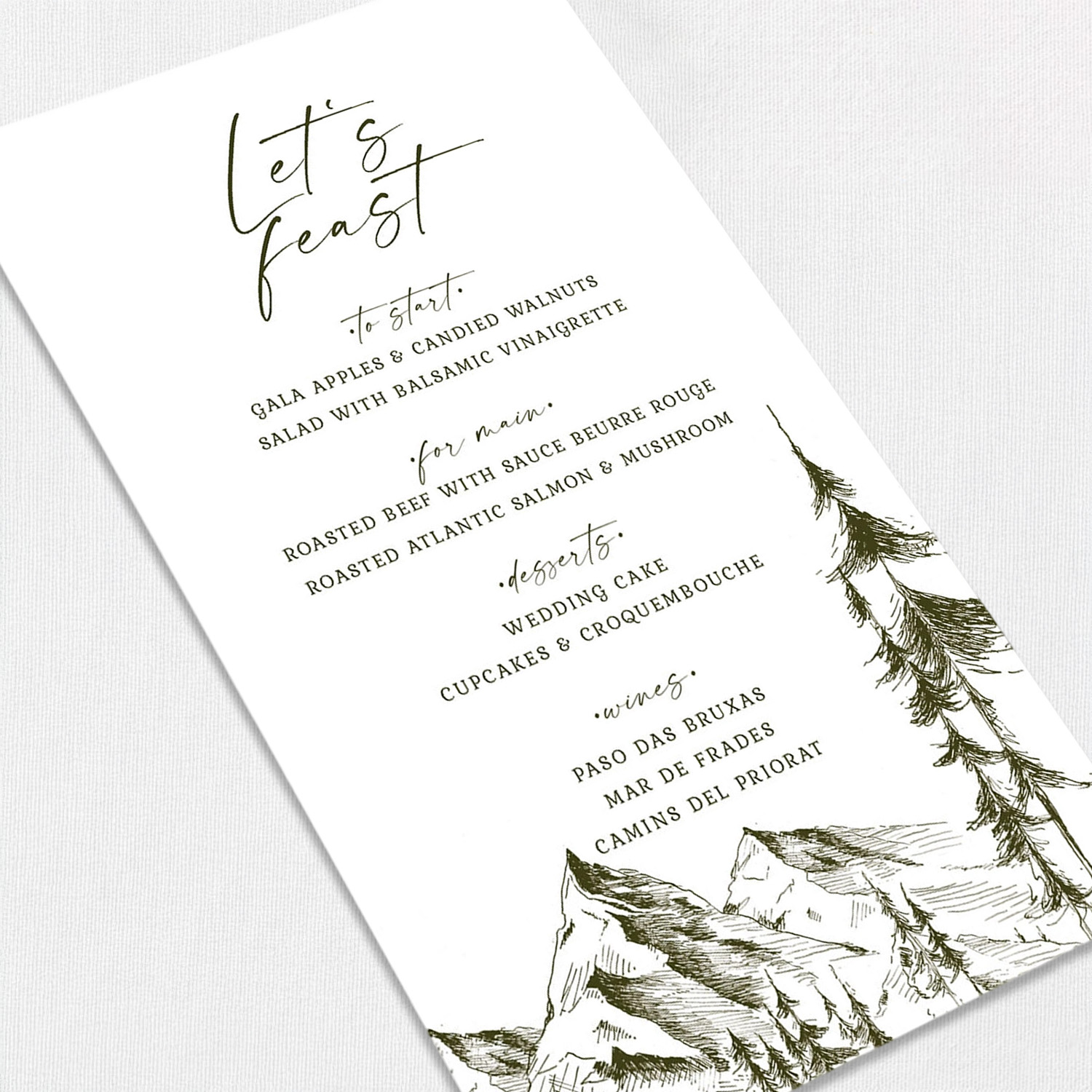 Jennifer Wedding Menu