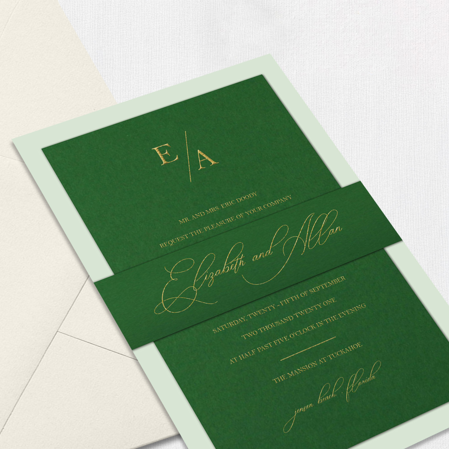 Chelsea Belly Band Wedding Invitations