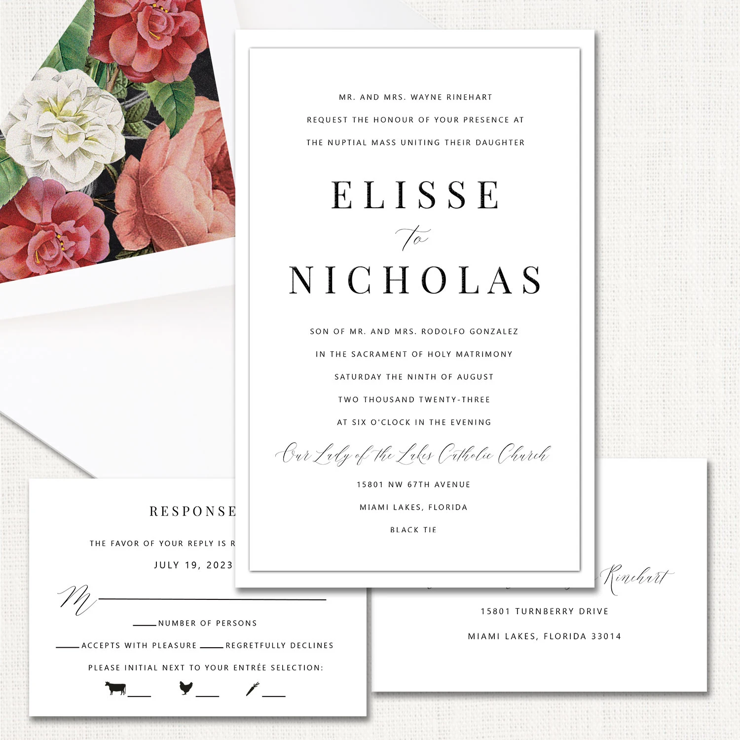 Elisse White Wedding Invitations 