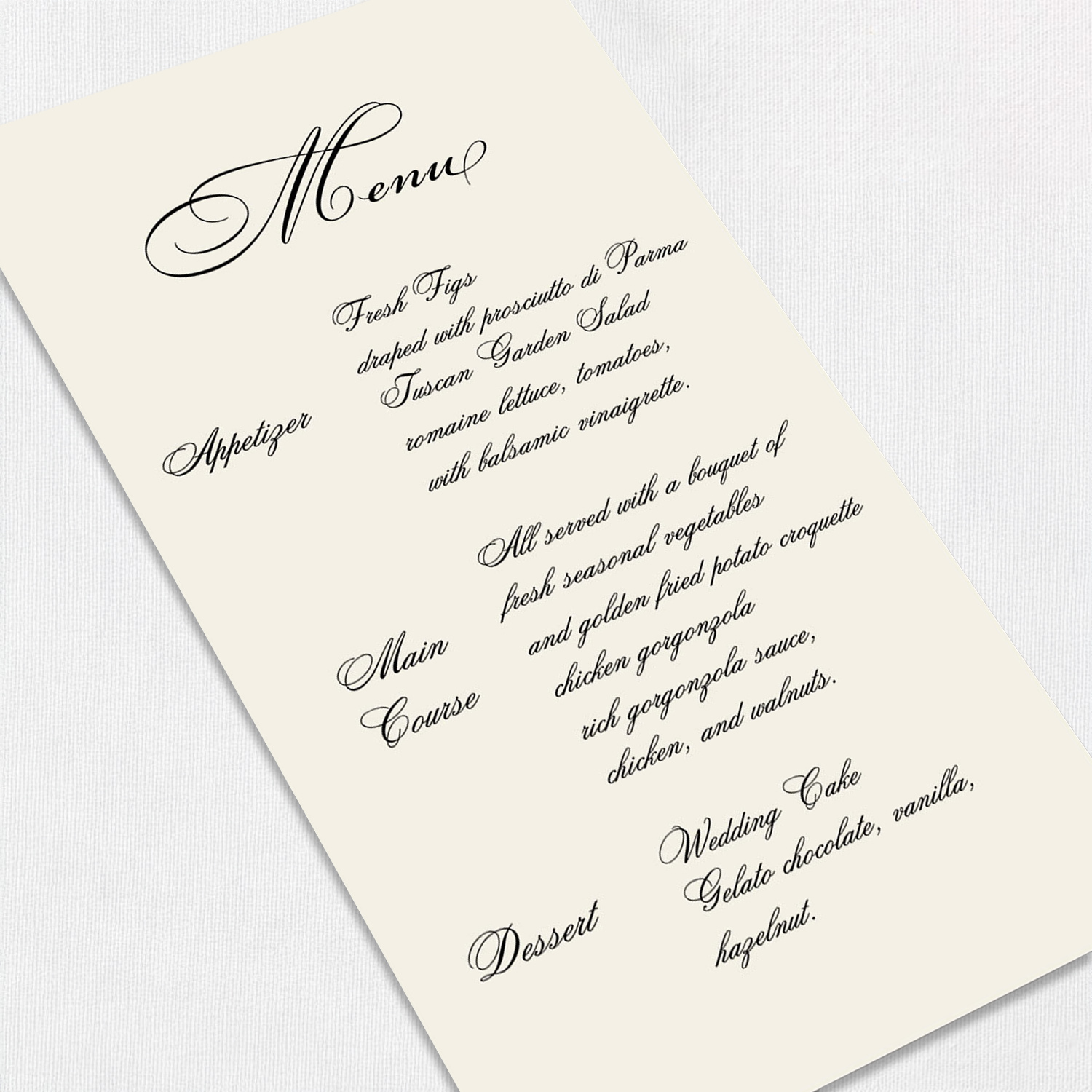 Brooke Wedding Menu