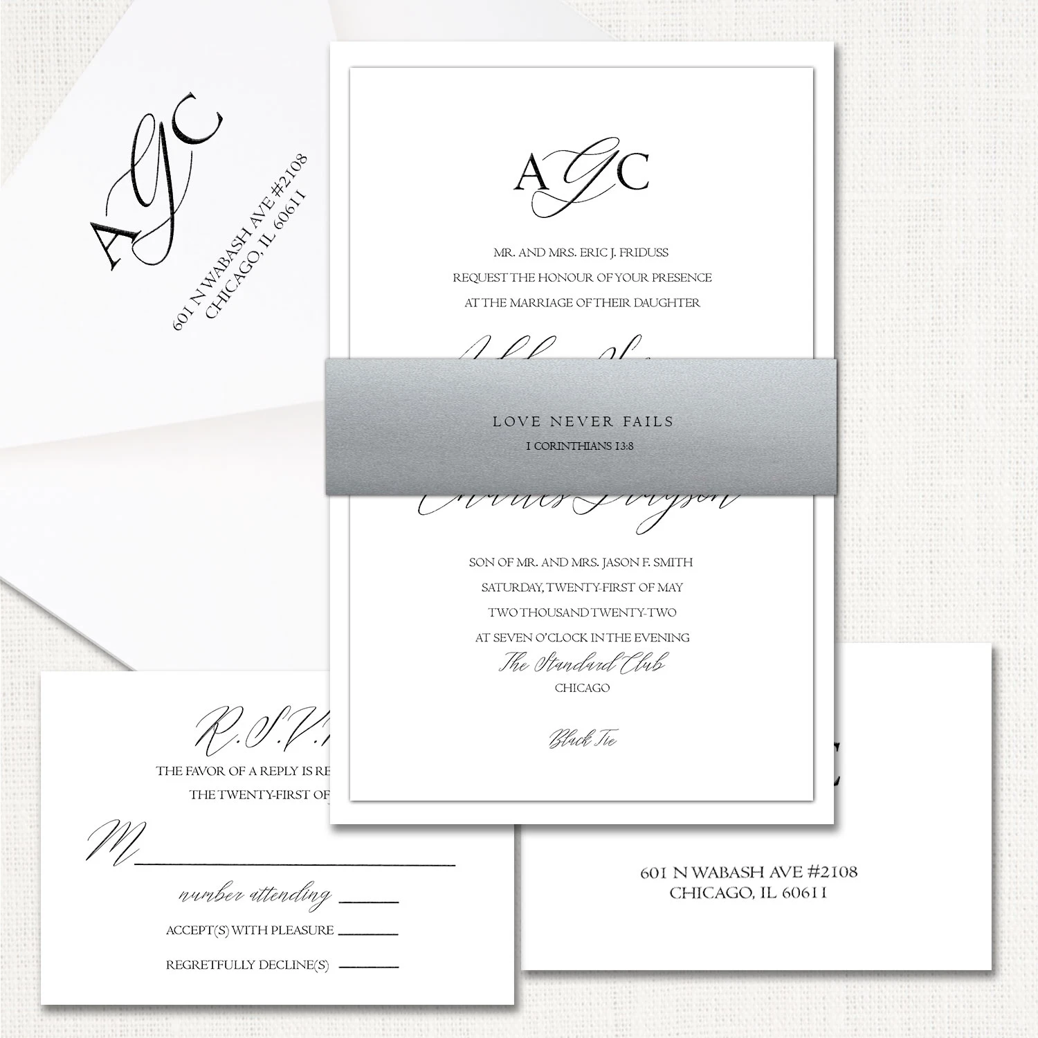 Ashley Belly Band Wedding Invitations