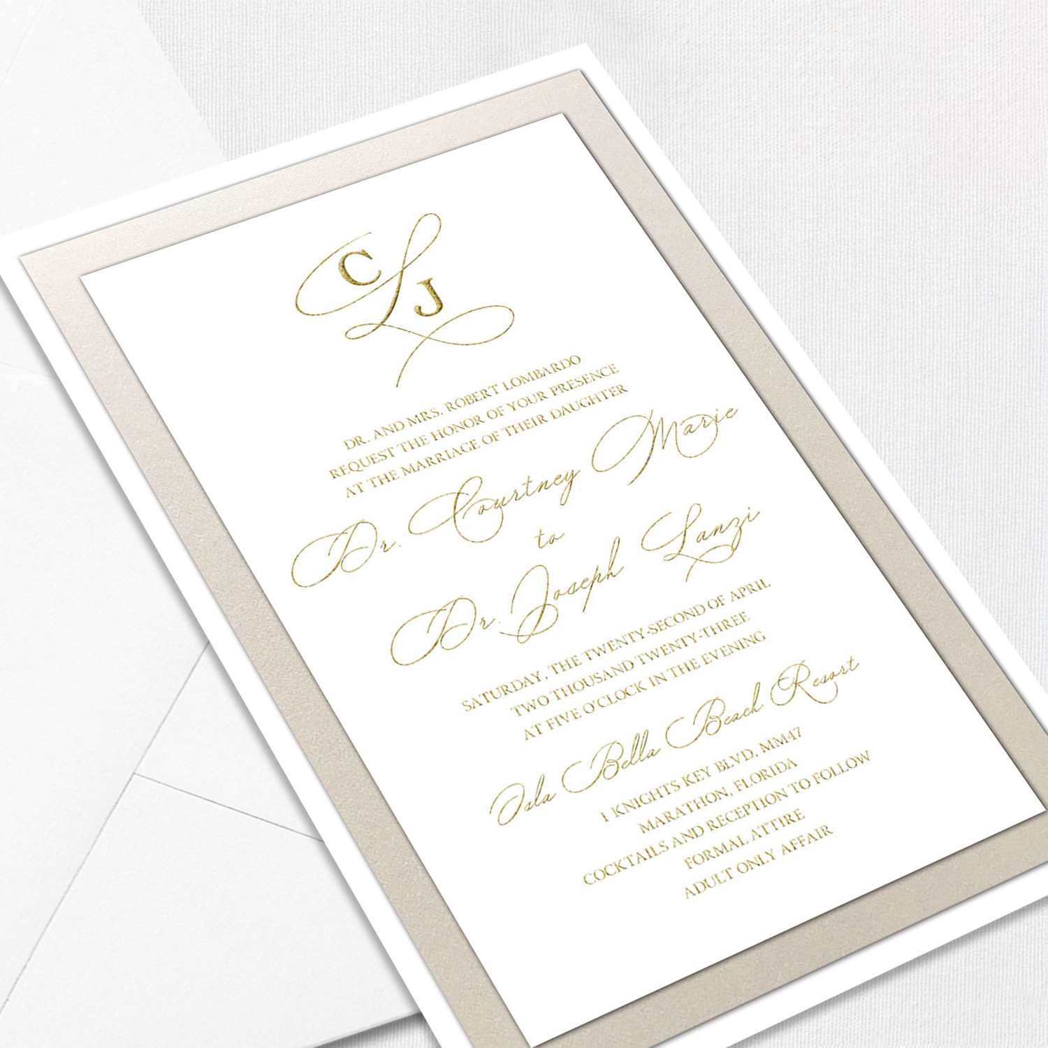 Courtney Champagne Wedding Invitations 